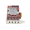 StarTech.com 4 prievadų USB Type-C PCIe kortelė, USB 3.2 10 Gbps, USB-C PCI Express išplėtimo kortelė, 4 nepriklausomi USB valdikliai, Windows/Linux/macOS, atitinka TAA