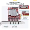 StarTech.com 4 prievadų USB Type-C PCIe kortelė, USB 3.2 10 Gbps, USB-C PCI Express išplėtimo kortelė, 4 nepriklausomi USB valdikliai, Windows/Linux/macOS, atitinka TAA