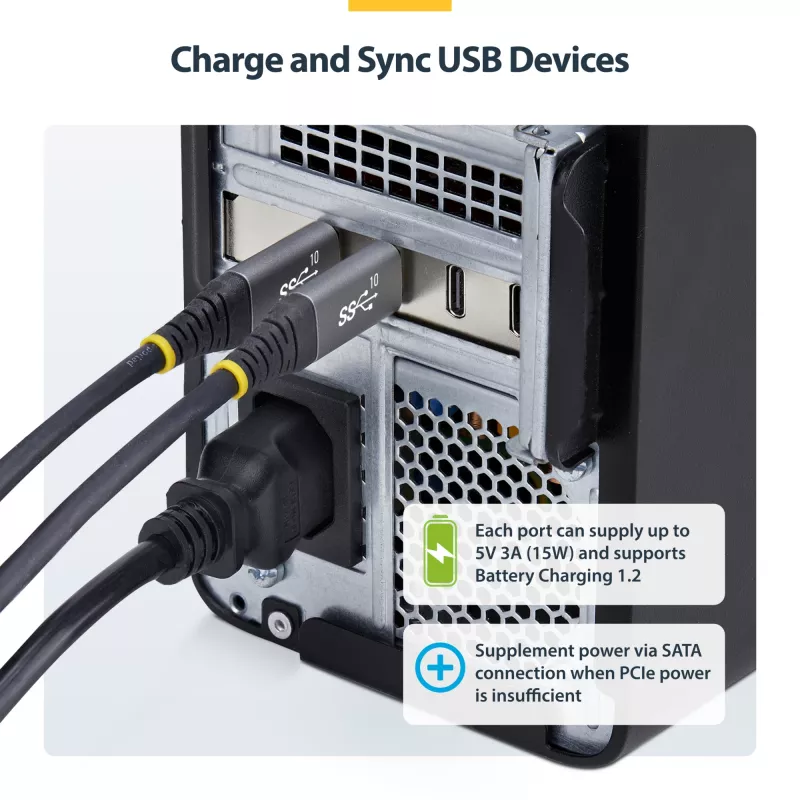 StarTech.com 4 prievadų USB Type-C PCIe kortelė, USB 3.2 10 Gbps, USB-C PCI Express išplėtimo kortelė, 4 nepriklausomi USB valdikliai, Windows/Linux/macOS, atitinka TAA