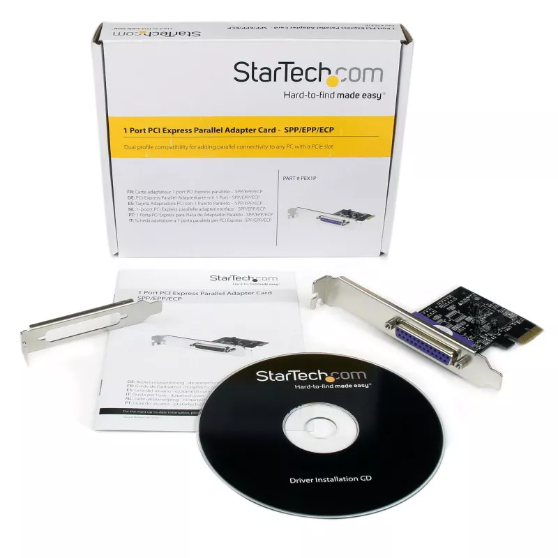 StarTech.com 1 prievado lygiagrečioji PCIe kortelė - PCI Express į lygiagrečią DB25 adapterio kortelę - Stalinio kompiuterio išplėtimo LPT valdiklis spausdintuvams, skaitytuvams ir braižytuvams - SPP/ECP - standartinis/žemo profilio