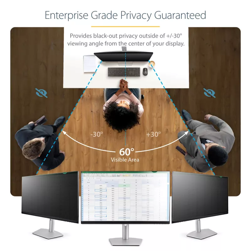 “StarTech.com” monitoriaus privatumo ekranas 23,8 inch ekranui – kompiuterio ekrano apsaugos filtras – mėlyną šviesą mažinanti apsauginė plėvelė – 16:9 plačiaekranis – matinis / blizgus – ±30 laipsnių