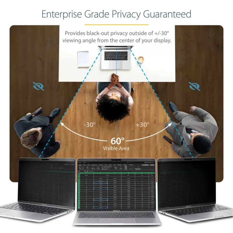 StarTech.com nešiojamojo kompiuterio privatumo ekranas 13 colių MacBook Pro ir MacBook Air – magnetinis nuimamas apsauginis filtras – mėlyną šviesą mažinanti ekrano apsauga 16:10 – matinis / blizgus – +/-30 laipsnių