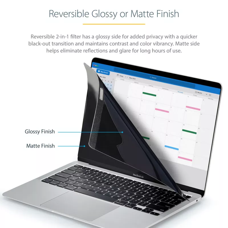 StarTech.com nešiojamojo kompiuterio privatumo ekranas 13 colių MacBook Pro ir MacBook Air – magnetinis nuimamas apsauginis filtras – mėlyną šviesą mažinanti ekrano apsauga 16:10 – matinis / blizgus – +/-30 laipsnių