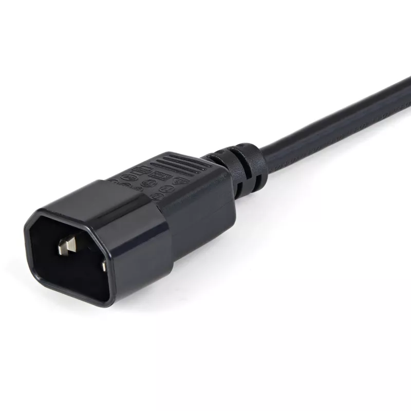 StarTech.com 1 m (3 pėd.) maitinimo ilginimo laidas, C14 į C13, 10 A 125 V, 18 AWG, kompiuterio maitinimo laido ilgintuvas, IEC-320-C14 į IEC-320-C13 kintamosios srovės maitinimo laido ilginimas maitinimo šaltiniui, UL sąraše