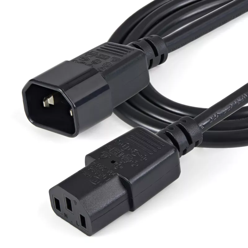 StarTech.com 1 m (3 pėd.) maitinimo ilginimo laidas, C14 į C13, 10 A 125 V, 18 AWG, kompiuterio maitinimo laido ilgintuvas, IEC-320-C14 į IEC-320-C13 kintamosios srovės maitinimo laido ilginimas maitinimo šaltiniui, UL sąraše