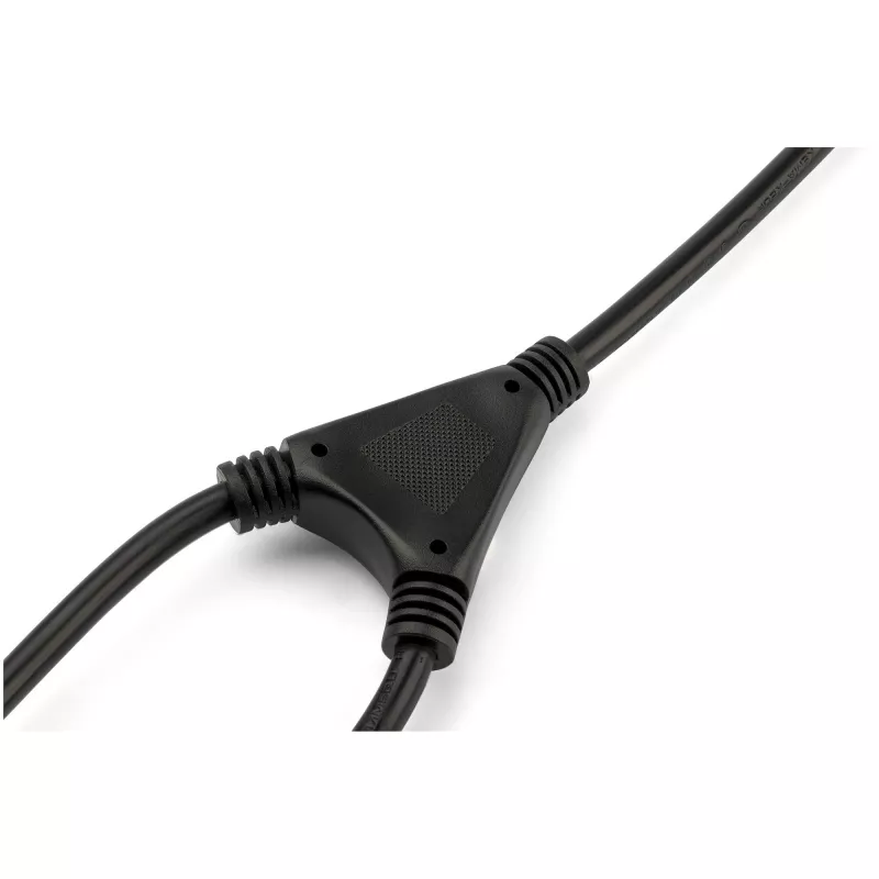 StarTech.com 2 m (6 pėd.) kompiuterio maitinimo Y laidas, 18AWG, EU Schuko į 2x C13, 10A 250V, juodas pakaitinis kintamosios srovės maitinimo laidas, spausdintuvo maitinimo laidas, kompiuterio maitinimo šaltinio kabelis, monitoriaus maitinimo laidas – UL sąraše