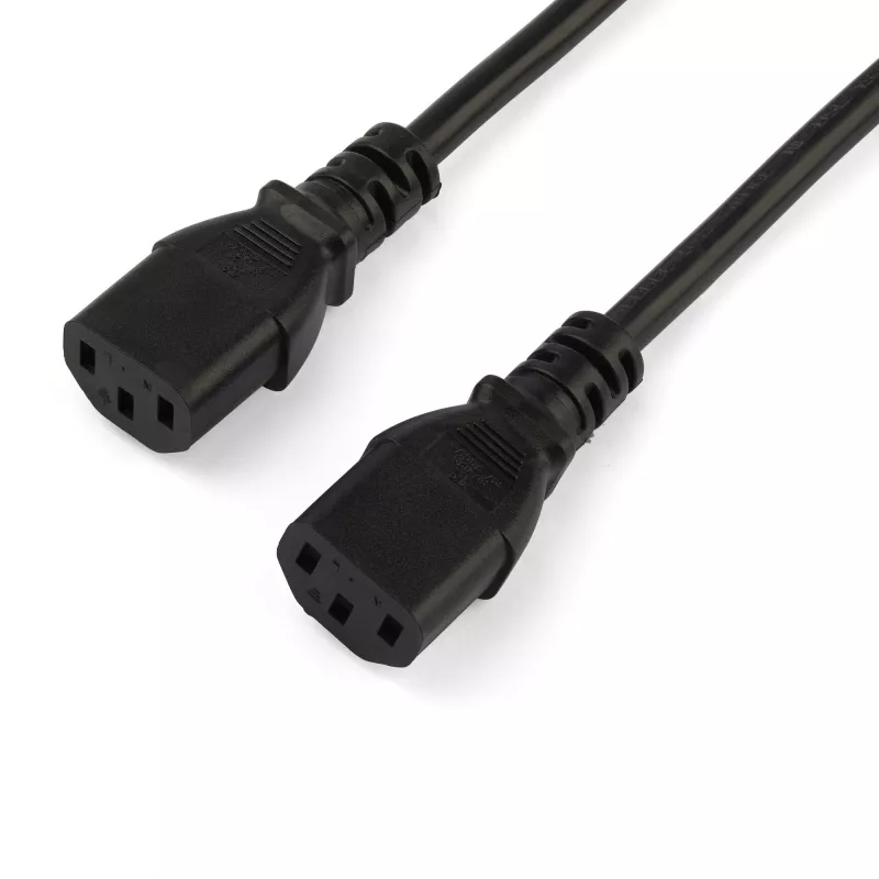 StarTech.com 2 m (6 pėd.) kompiuterio maitinimo Y laidas, 18AWG, EU Schuko į 2x C13, 10A 250V, juodas pakaitinis kintamosios srovės maitinimo laidas, spausdintuvo maitinimo laidas, kompiuterio maitinimo šaltinio kabelis, monitoriaus maitinimo laidas – UL sąraše