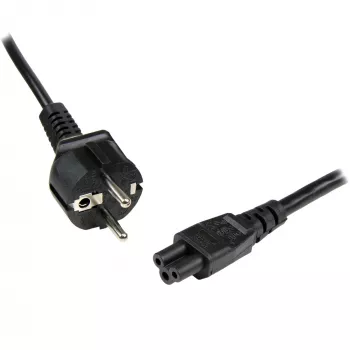 StarTech.com 1 m (3 pėd.) nešiojamojo kompiuterio maitinimo laidas, EU Schuko – C5, 2,5 A 250 V, 18 AWG, nešiojamojo / nešiojamo kompiuterio pakaitinis kintamosios srovės laidas, maitinimo bloko laidas, nešiojamojo kompiuterio įkroviklio laidas, Clover Leaf / Mickey pelė maitinimo laidas