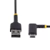 StarTech.com 0,9 m USB A į C įkrovimo laidas stačiu kampu – itin tvirtas greito įkrovimo USB-C laidas – juodas USB 2.0 A į Type-C – sutvirtintas aramidiniu pluoštu – 3 A – USB įkrovimo laidas