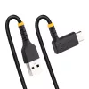 StarTech.com 0,9 m USB A į C įkrovimo laidas stačiu kampu – itin tvirtas greito įkrovimo USB-C laidas – juodas USB 2.0 A į Type-C – sutvirtintas aramidiniu pluoštu – 3 A – USB įkrovimo laidas