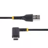 StarTech.com 0,3 m USB A į USB C įkrovimo laidas stačiu kampu – tvirtas, greito įkrovimo USB-C laidas – juodas USB 2.0 A į Type-C – tvirtas aramidinis pluoštas – 3 A – USB įkrovimo laidas