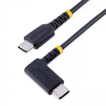 StarTech.com 15 cm USB-C įkrovimo laidas stačiu kampu – 60 W PD 3A – tvirtas greitojo įkrovimo USB-C laidas – juodas USB 2.0 Type-C – sustiprintas aramidiniu pluoštu – trumpas USB įkrovimo laidas