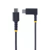 StarTech.com 1,8 m USB-C įkrovimo laidas stačiu kampu – 60W PD 3A – tvirtas greito įkrovimo USB-C laidas – juodas USB 2.0 Type-C – patvarus aramido pluoštas – USB įkrovimo laidas