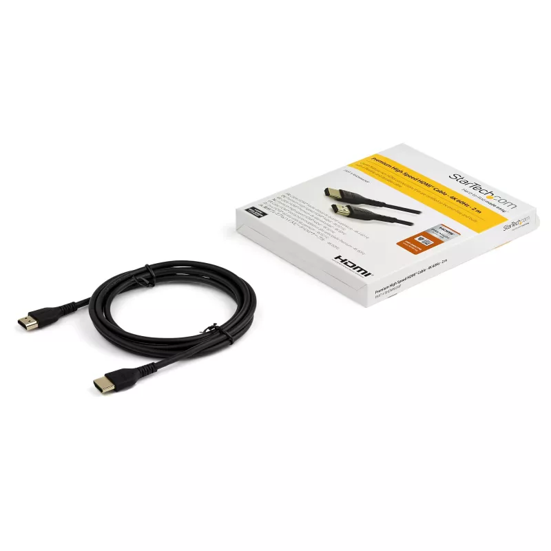 StarTech.com 6ft (2m) plonas HDMI 2.0 kabelis, lankstus aukščiausios kokybės sertifikuotas HDMI laidas su Ethernet, UHD 4K 60Hz HDR10, patvarus aramido pluošto dizainas su TPE apvalkalu