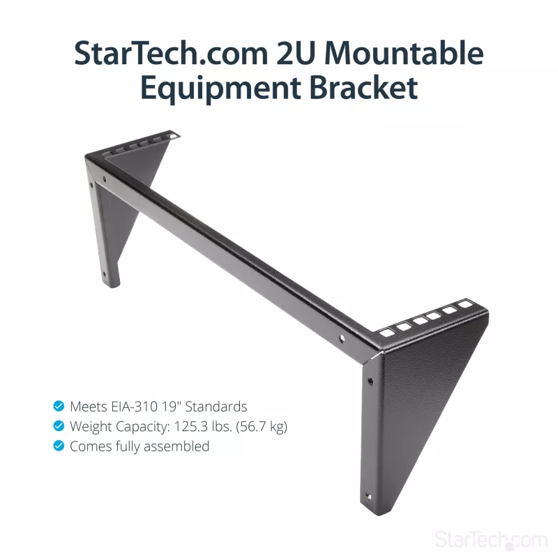 StarTech.com 2U 19in plieninis vertikalus sieninio tvirtinimo įrangos stovo laikiklis