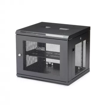 StarTech.com 4-Post 9U sieninė tinklo spinta su 1U lentyna, 19 colių sieninė serverių spinta duomenų / AV / elektronikos / kompiuterinės įrangos laikymui, maža ventiliuojama spintos korpuso dėžutė