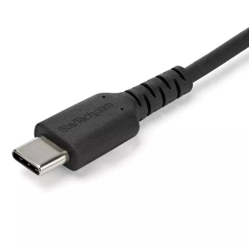 StarTech.com 1 m USB A į USB C įkrovimo laidas – Patvarus greito įkrovimo ir sinchronizavimo USB 2.0 į USB Type C duomenų laidas – Tvirtas TPE apvalkalas, aramidinis pluoštas, kištukas-kištukas, 3A, juodas – Samsung S10, iPad Pro, Pixel