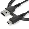 StarTech.com 1 m USB A į USB C įkrovimo laidas – Patvarus greito įkrovimo ir sinchronizavimo USB 2.0 į USB Type C duomenų laidas – Tvirtas TPE apvalkalas, aramidinis pluoštas, kištukas-kištukas, 3A, juodas – Samsung S10, iPad Pro, Pixel