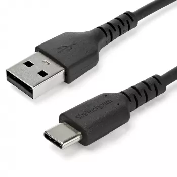 “StarTech.com” 2 m USB A–USB C įkrovimo laidas – patvarus greito įkrovimo ir duomenų sinchronizavimo USB 2.0 į USB Type C laidas – tvirtas TPE apvalkalas, aramidinis pluoštas, M/M, 3 A, juodas – “Samsung S10”, “iPad Pro”, “Pixel”