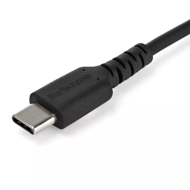 StarTech.com 1m USB-C įkrovimo kabelis – patvarus greitasis įkrovimas ir sinchronizavimas USB 2.0 Type-C į Type-C nešiojamojo kompiuterio įkroviklio laidas – TPE apvalkalas, aramido pluoštas, M/M, 60W, juodas – Samsung S10, S20, iPad Pro, MS Surface