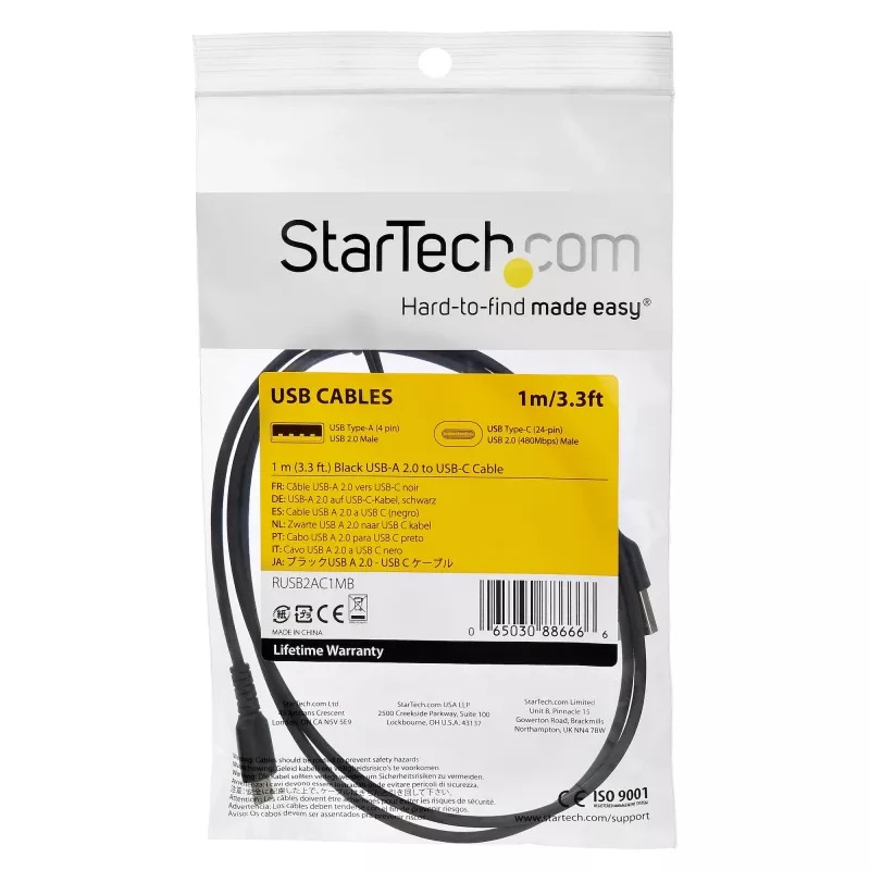 StarTech.com 1m USB-C įkrovimo kabelis – patvarus greitasis įkrovimas ir sinchronizavimas USB 2.0 Type-C į Type-C nešiojamojo kompiuterio įkroviklio laidas – TPE apvalkalas, aramido pluoštas, M/M, 60W, juodas – Samsung S10, S20, iPad Pro, MS Surface