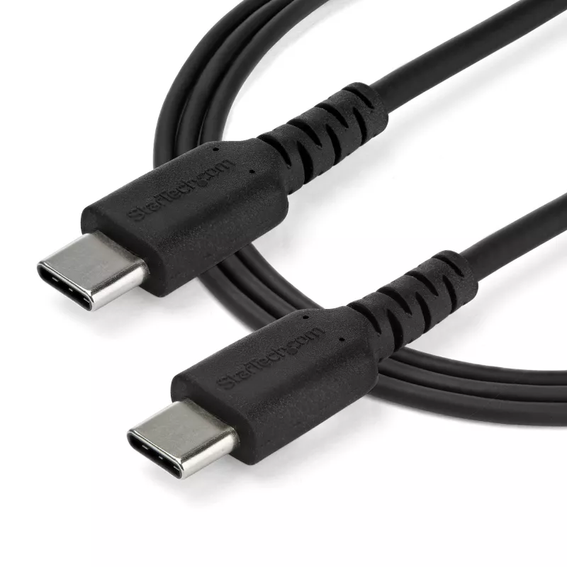 StarTech.com 2m USB C įkrovimo laidas – Patvarus greitas įkrovimas ir sinchronizavimas USB 2.0 Type C į USB C nešiojamojo kompiuterio įkroviklio laidas – TPE apvalkalas Aramidinis pluoštas M/M 60W Juodas – Samsung S10 S20 iPad Pro MS Surface