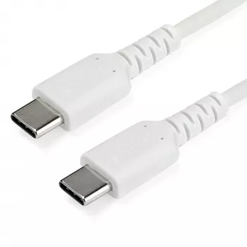 StarTech.com 2 m USB-C įkrovimo laidas – ilgaamžis greito įkrovimo ir sinchronizavimo USB 2.0 Type-C į Type-C nešiojamojo kompiuterio įkrovimo laidas – TPE apvalkalas, aramidinis pluoštas, M/M, 60 W, baltas – Samsung S10, S20, iPad Pro, MS Surface