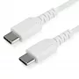 StarTech.com 2 m USB-C įkrovimo laidas – ilgaamžis greito įkrovimo ir sinchronizavimo USB 2.0 Type-C į Type-C nešiojamojo kompiuterio įkrovimo laidas – TPE apvalkalas, aramidinis pluoštas, M/M, 60 W, baltas – Samsung S10, S20, iPad Pro, MS Surface