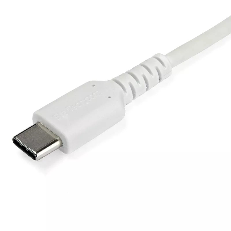 StarTech.com 2 m USB-C įkrovimo laidas – ilgaamžis greito įkrovimo ir sinchronizavimo USB 2.0 Type-C į Type-C nešiojamojo kompiuterio įkrovimo laidas – TPE apvalkalas, aramidinis pluoštas, M/M, 60 W, baltas – Samsung S10, S20, iPad Pro, MS Surface