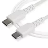 StarTech.com 2 m USB-C įkrovimo laidas – ilgaamžis greito įkrovimo ir sinchronizavimo USB 2.0 Type-C į Type-C nešiojamojo kompiuterio įkrovimo laidas – TPE apvalkalas, aramidinis pluoštas, M/M, 60 W, baltas – Samsung S10, S20, iPad Pro, MS Surface