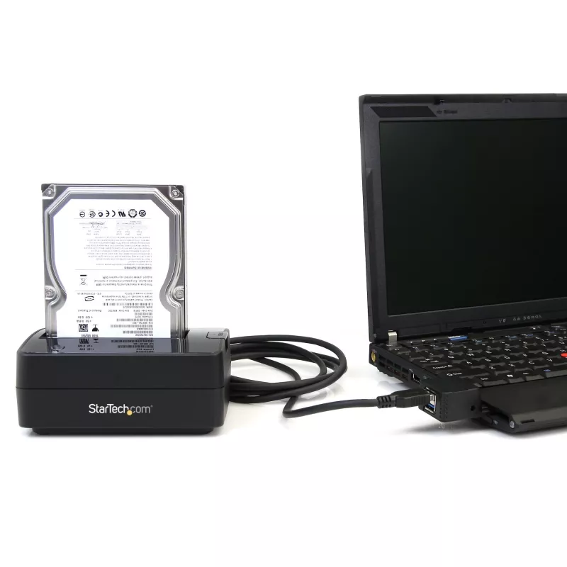 StarTech.com vieno lizdo USB 3.0 į SATA standžiųjų diskų prijungimo stotelė, USB 3.0 (5 Gbps) standžiųjų diskų prijungimo stotelė, išorinė 2,5/3,5 col. SATA I/II/III HDD/SSD prijungimo stotelė, viršuje įkraunamas standžiųjų diskų lizdas