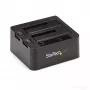 StarTech.com dviejų lizdų USB 3.2 Gen 2 į SATA standžiųjų diskų prijungimo stotelė, USB 10 Gbps standžiųjų diskų prijungimo stotelė, išorinė 2,5/3,5 col. SATA I/II/III SSD/HDD prijungimo stotelė, karšto keitimo standžiųjų diskų dėklas, viršutinė įkrova