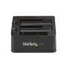 StarTech.com dviejų lizdų USB 3.2 Gen 2 į SATA standžiųjų diskų prijungimo stotelė, USB 10 Gbps standžiųjų diskų prijungimo stotelė, išorinė 2,5/3,5 col. SATA I/II/III SSD/HDD prijungimo stotelė, karšto keitimo standžiųjų diskų dėklas, viršutinė įkrova