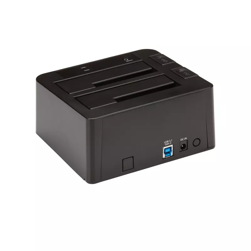 StarTech.com dviejų lizdų USB 3.2 Gen 2 į SATA standžiųjų diskų prijungimo stotelė, USB 10 Gbps standžiųjų diskų prijungimo stotelė, išorinė 2,5/3,5 col. SATA I/II/III SSD/HDD prijungimo stotelė, karšto keitimo standžiųjų diskų dėklas, viršutinė įkrova