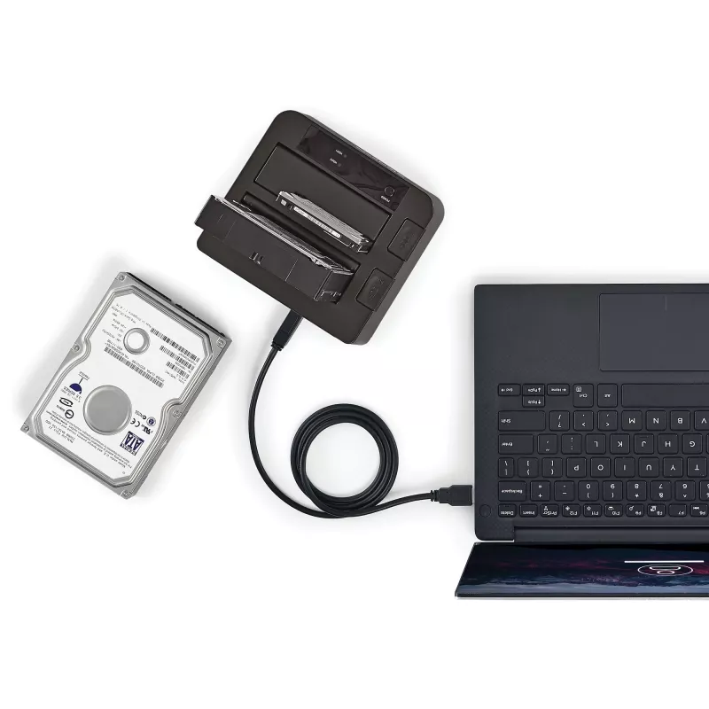 StarTech.com dviejų lizdų USB 3.2 Gen 2 į SATA standžiųjų diskų prijungimo stotelė, USB 10 Gbps standžiųjų diskų prijungimo stotelė, išorinė 2,5/3,5 col. SATA I/II/III SSD/HDD prijungimo stotelė, karšto keitimo standžiųjų diskų dėklas, viršutinė įkrova
