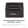 StarTech.com dviejų lizdų USB 3.2 Gen 2 į SATA standžiųjų diskų prijungimo stotelė, USB 10 Gbps standžiųjų diskų prijungimo stotelė, išorinė 2,5/3,5 col. SATA I/II/III SSD/HDD prijungimo stotelė, karšto keitimo standžiųjų diskų dėklas, viršutinė įkrova