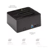 StarTech.com dviejų lizdų USB 3.2 Gen 2 į SATA standžiųjų diskų prijungimo stotelė, USB 10 Gbps standžiųjų diskų prijungimo stotelė, išorinė 2,5/3,5 col. SATA I/II/III SSD/HDD prijungimo stotelė, karšto keitimo standžiųjų diskų dėklas, viršutinė įkrova