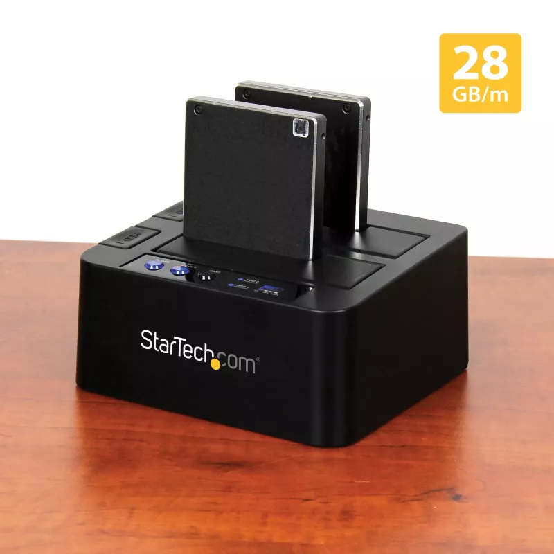 StarTech.com Atskira standžiojo disko kopijavimo stotis, dviejų lizdų HDD/SSD klonavimo/kopijavimo įrenginys, USB 3.1 (10 Gbps) prie SATA III HDD/SSD prijungimo stotelė, standžiojo disko kopijavimo stotelė, standžiojo disko klonavimo įrenginys
