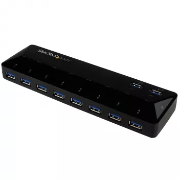 StarTech.com 10 prievadų USB 3.0 šakotuvas su įkrovimo ir sinchronizavimo prievadais - 2 x 1,5 A prievadai~10 prievadų USB 3.0 šakotuvas su įkrovimo ir sinchronizavimo prievadais - 5 Gbps - 2 x 1,5 A prievadai