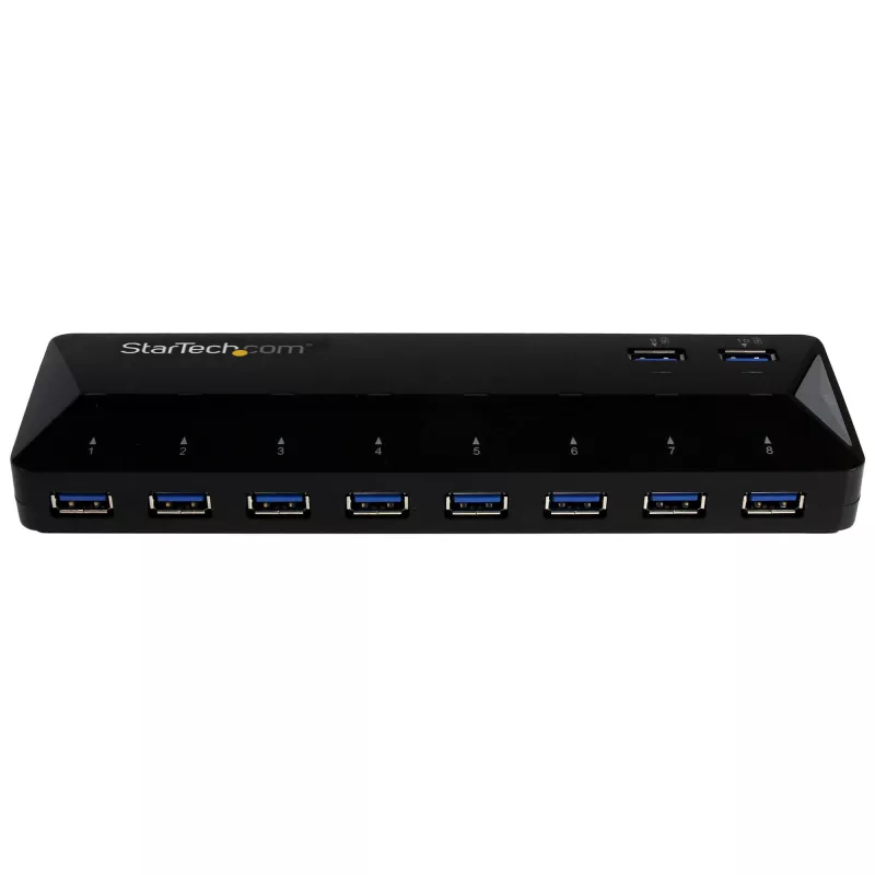 StarTech.com 10 prievadų USB 3.0 šakotuvas su įkrovimo ir sinchronizavimo prievadais - 2 x 1,5 A prievadai~10 prievadų USB 3.0 šakotuvas su įkrovimo ir sinchronizavimo prievadais - 5 Gbps - 2 x 1,5 A prievadai