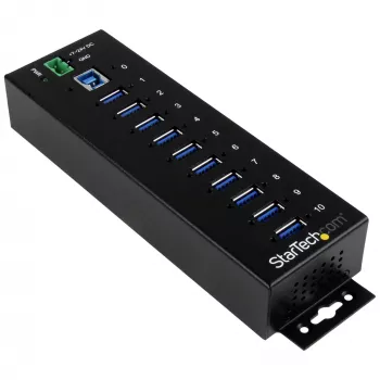StarTech.com 10 prievadų pramoninio USB 3.0 šakotuvo apsauga nuo ESD ir viršįtampių~10 prievadų USB 3.0 šakotuvas - 5Gbps - Metalinis pramoninis USB-A šakotuvas su ESD ir apsauga nuo viršįtampių - DIN bėgelio, sieninio ar stalinio montavimo - TAA atitinkantis USB plėtiklis