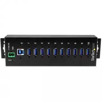 StarTech.com 10 prievadų pramoninio USB 3.0 šakotuvo apsauga nuo ESD ir viršįtampių~10 prievadų USB 3.0 šakotuvas - 5Gbps - Metalinis pramoninis USB-A šakotuvas su ESD ir apsauga nuo viršįtampių - DIN bėgelio, sieninio ar stalinio montavimo - TAA atitinkantis USB plėtiklis