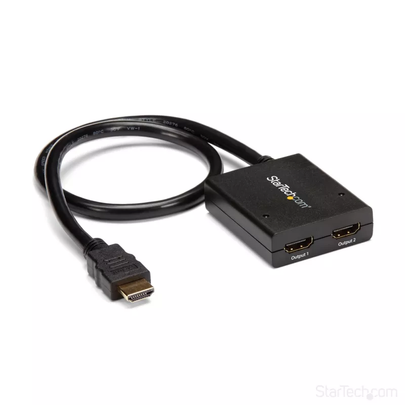 StarTech.com 4K HDMI 2 prievadų vaizdo skirstytuvas – 1x2 HDMI skirstytuvas – maitinamas per USB arba maitinimo adapterį – 4K 30Hz