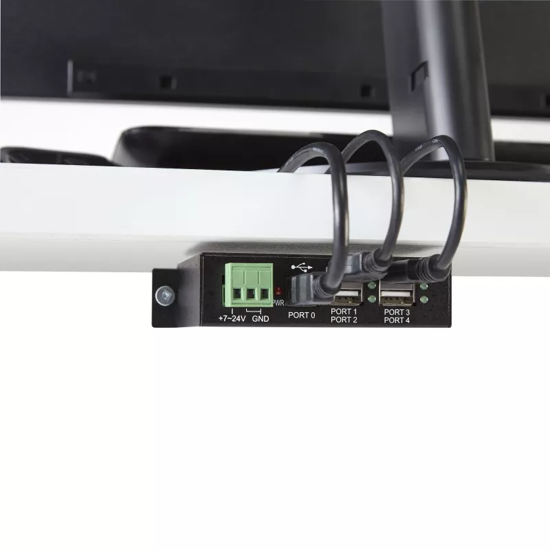StarTech.com 4 prievadų USB 2.0 šakotuvas – metalinis pramoninis USB-A šakotuvas – montuojamas ant DIN bėgelio, sienos ar stalo USB duomenų šakotuvas – TAA atitinkantis USB plėtiklis