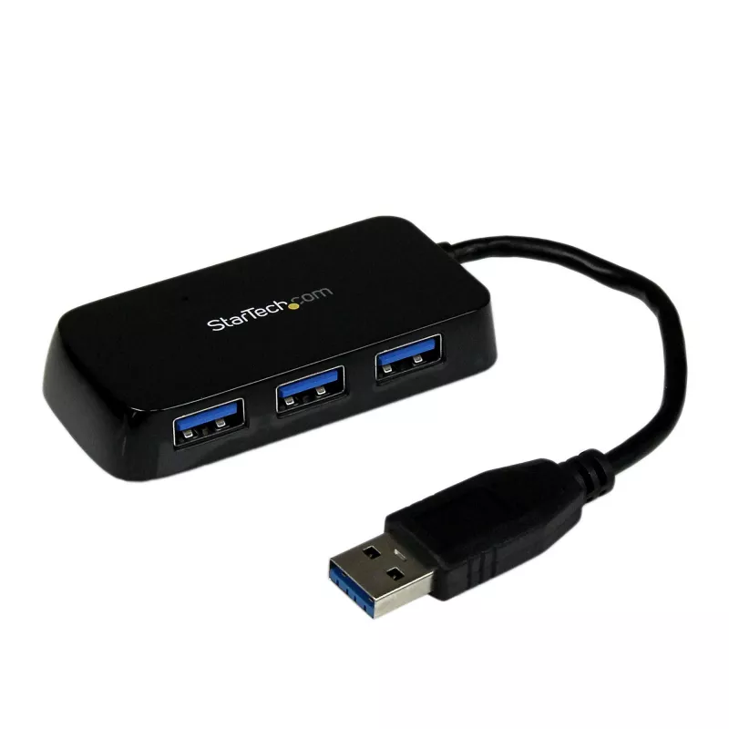 StarTech.com Nešiojamas 4 prievadų supergreitas mini USB 3.0 šakotuvas – juodas~Nešiojamas 4 prievadų supergreitas mini USB 3.0 šakotuvas – 5 Gbps – juodas