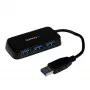 StarTech.com Nešiojamas 4 prievadų supergreitas mini USB 3.0 šakotuvas – juodas~Nešiojamas 4 prievadų supergreitas mini USB 3.0 šakotuvas – 5 Gbps – juodas