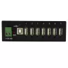 „StarTech.com“ 7 prievadų USB 2.0 šakotuvas – metalinis pramoninis USB-A šakotuvas su ESD apsauga ir 350 W viršįtampių apsauga – montuojamas ant DIN bėgelio, sienos ar stalo – TAA atitinkantis USB plėtiklis