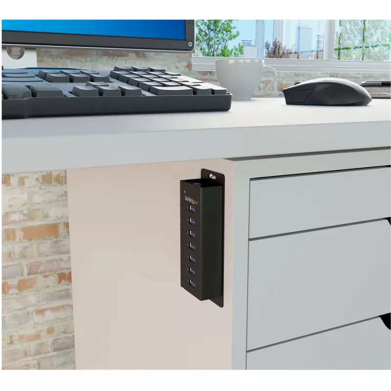 StarTech.com 7 prievadų USB 3.0 šakotuvas – staliniam arba sieniniam montavimui, metalinis korpusas~7 prievadų USB 3.0 šakotuvas (5 Gbps) – staliniam arba sieniniam montavimui, metalinis korpusas
