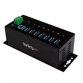 StarTech.com 7 prievadų pramoninis USB 3.0 šakotuvas su ESD apsauga ~ 7 prievadų USB 3.0 šakotuvas (5 Gbps) - metalinis pramoninis USB-A šakotuvas su ESD apsauga ir 350 W apsauga nuo viršįtampių - montuojamas ant DIN bėgelio, sienos ar stalo - TAA reikalavimus atitinkantis USB plėstuvas