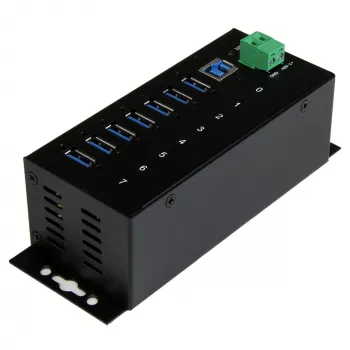 StarTech.com 7 prievadų pramoninis USB 3.0 šakotuvas su ESD apsauga ~ 7 prievadų USB 3.0 šakotuvas (5 Gbps) - metalinis pramoninis USB-A šakotuvas su ESD apsauga ir 350 W apsauga nuo viršįtampių - montuojamas ant DIN bėgelio, sienos ar stalo - TAA reikalavimus atitinkantis USB plėstuvas